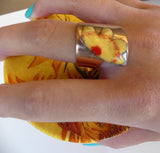 Fighting Flowers copper & Enamel Ring