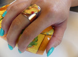 Fighting Flowers copper & Enamel Ring