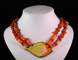 Sun Bathing Tiger Eyes & Enamel Necklace