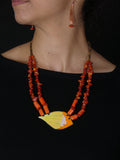 Sun Bathing Tiger Eyes & Enamel Necklace