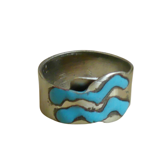 Aquarius Enamel Silver Ring