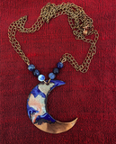Moon Faces lapis lazuli & Enamel Necklace